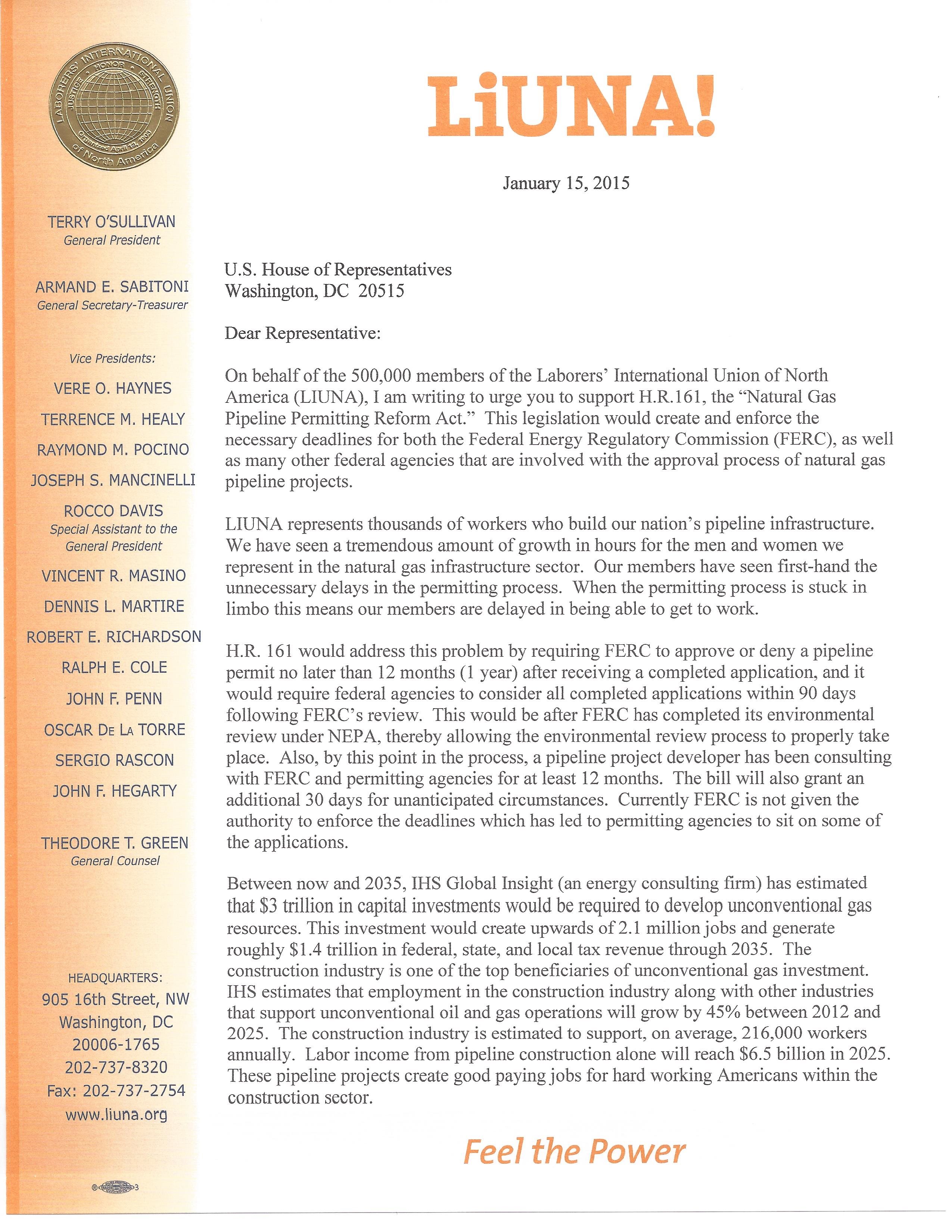 LIUNA Letter in Support H.R. 161--Natural Gas Permitting Reform Act_Page_1.jpg